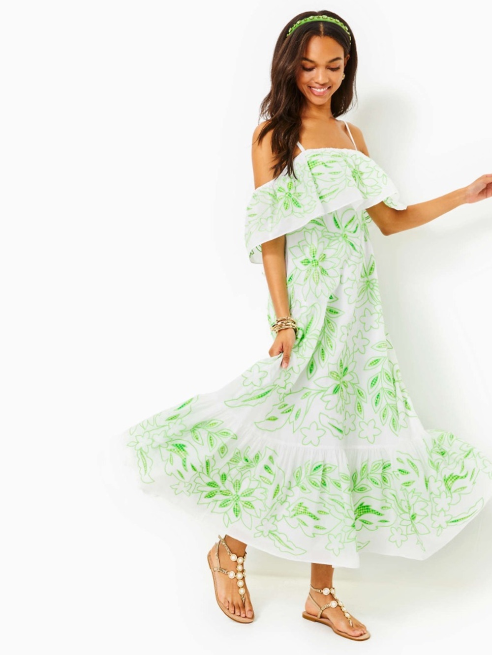 Lilly Pulitzer Quinlee Embroidered Maxi Dress – Orb Green – NWT Size 6